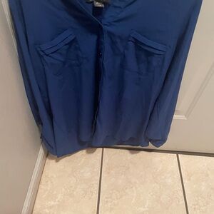 Blue Button-Up Long Sleeve Shirt